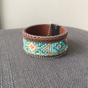 Turquoise beaded bracelet cuff